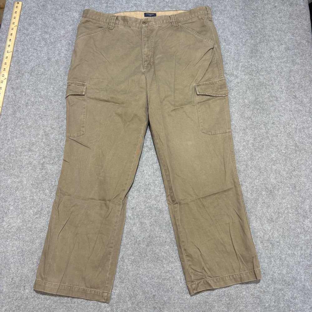 Dockers Mens Khaki Tan Cotton Twill Cargo Pants 40x30 Straight Leg Workwear